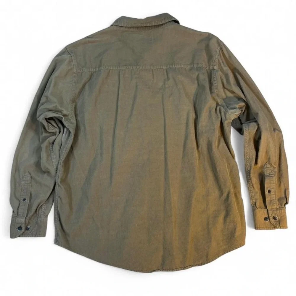 Hathaway Men's Tan Corduroy Long Sleeve‎ 100% Cotton Button Up Size Large